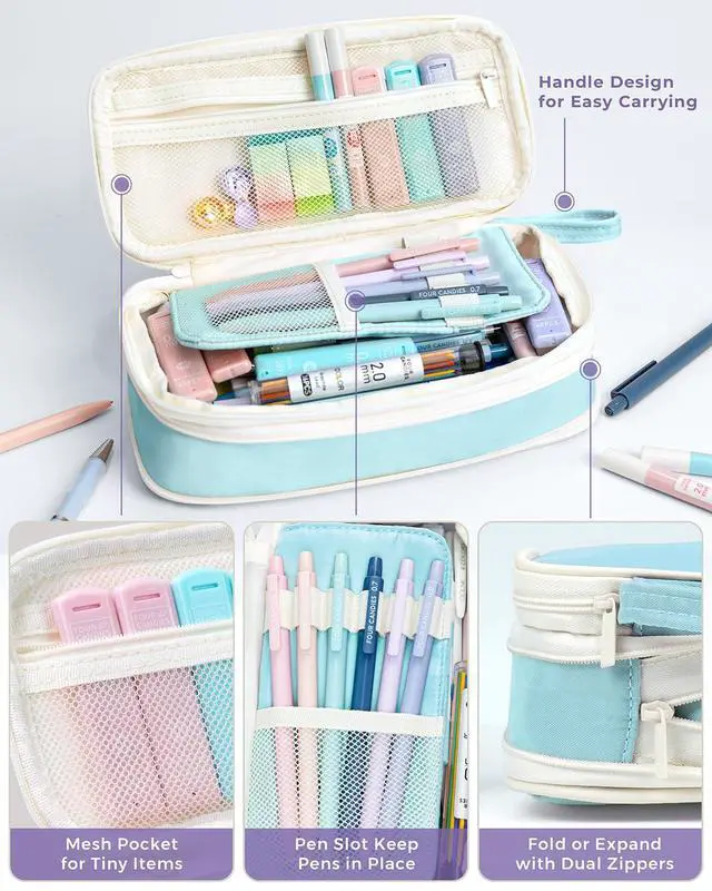 Alt view image 3 of 7 - 36PCS Aesthetic School Supplies, Mechanical Pencils 0.5mm, 0.7mm, 0.9mm & 2.0mm with 624PCS Lead Refills, Cute Mechanical Pencil Set for Writing, Drawing & Drafting (Blue)