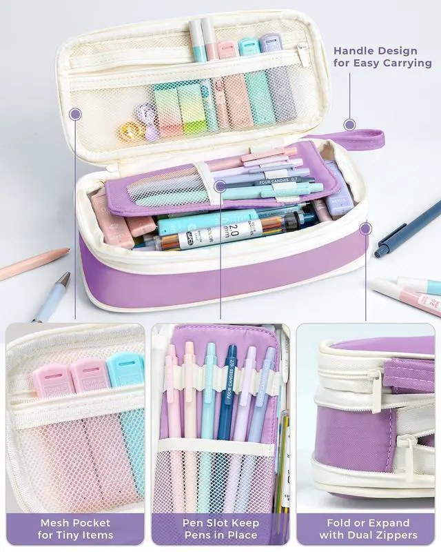 Alt view image 4 of 7 - 36PCS Aesthetic School Supplies, Mechanical Pencils 0.5mm, 0.7mm, 0.9mm & 2.0mm with 624PCS Lead Refills, Cute Mechanical Pencil Set for Writing, Drawing & Drafting (Purple)