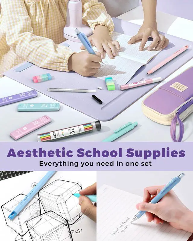 Alt view image 7 of 7 - 36PCS Aesthetic School Supplies, Mechanical Pencils 0.5mm, 0.7mm, 0.9mm & 2.0mm with 624PCS Lead Refills, Cute Mechanical Pencil Set for Writing, Drawing & Drafting (Purple)