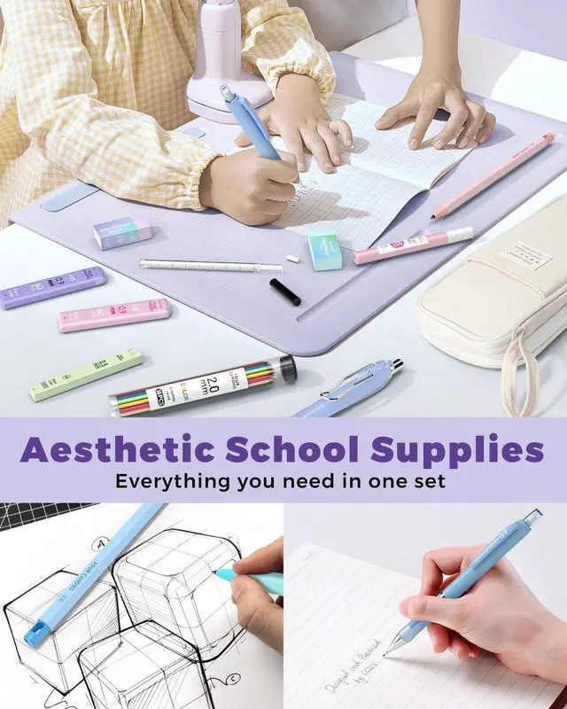 Alt view image 6 of 6 - 42PCS Aesthetic School Supplies, Mechanical Pencils 0.5mm, 0.7mm, 0.9mm & 2.0mm with 696PCS Lead Refills, Cute Mechanical Pencil Set for Writing, Drawing & Drafting (Cream)