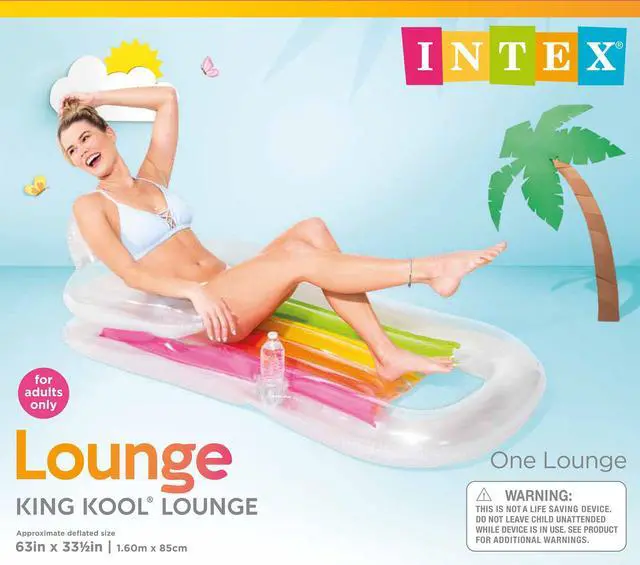 Alt view image 7 of 7 - King Kool Lounge Inflatable Swimming Pool Lounger with Headrest (Pair)