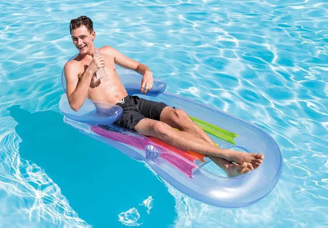 Alt view image 5 of 7 - King Kool Lounge Inflatable Swimming Pool Lounger with Headrest (Pair)