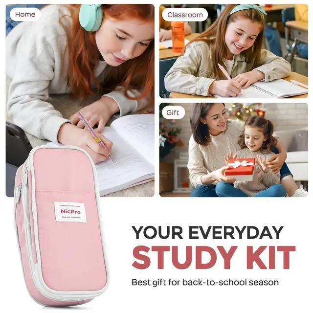 Alt view image 6 of 6 - 45PCS Aesthetic School Supplies with Pink Pen Case, Pastel Mechanical Pencils 0.5, 0.7, 0.9, 2mm with 462 PCS Lead Refills(4B 2B HB 2H 4H COLORS) Erasers For Student Writing Drawing