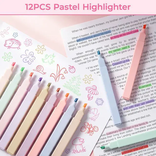 Alt view image 4 of 7 - 62PCS Aesthetic School Supplies with Quilted Pencil Case, Pastel Highlighters, Gel Pens Mechanical Pencils Set, Cute Back to School Supplies, College Essentials (Green Blue Patchwork, M)