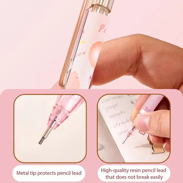 Alt view image 6 of 7 - Cute Pink Coquette Peach Mechanical Pencil Set Include 8Pcs Kawaii Mechanical Pencils,2 Tubes Mechanical Pencil Lead Refills,2Pcs Erasers,for Office School Supplies
