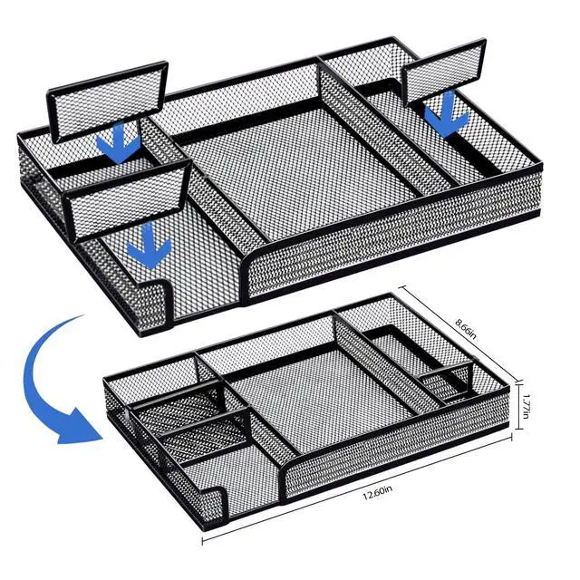 Alt view image 3 of 6 - Black Office Desk Accessories, Black Office Supplies Set, Desk Drawer Organizer,Stapler and Tape Dispenser Set,Tape,Staple Remover, Staples, Paper Clips, Scissor and Sticky Note