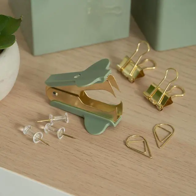 Alt view image 7 of 7 - Aesthetic Desk Accessories Set - A Complete Desktop Organizer Set For Women Enhances Any Office Decor - An Office Supplies Kit w Gold Finish incl. Pen Holder, Scissors, Stapler, Tape Dispenser & More