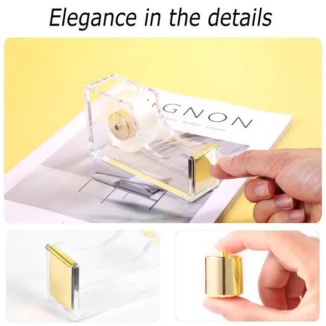 Alt view image 4 of 7 - Gold Desk AccessoriesOffice Supplies Set Acrylic Stapler Set Staple Remover, Tape/Pen Holder, 2 Ballpoint Pen, Scissor, Binder/Paper Clips and 1000pcs Staples.