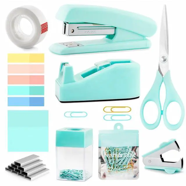 Main image of Teal Office Supplies, Teal Office Supplies and Accessories for Kids, Mint Green Stapler and Tape Dispenser Set for Women, Green Office Desk Accessories, Office Gift for Women, Office Lady, Coworkers