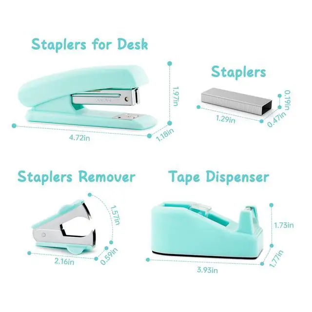 Alt view image 3 of 7 - Teal Office Supplies, Teal Office Supplies and Accessories for Kids, Mint Green Stapler and Tape Dispenser Set for Women, Green Office Desk Accessories, Office Gift for Women, Office Lady, Coworkers