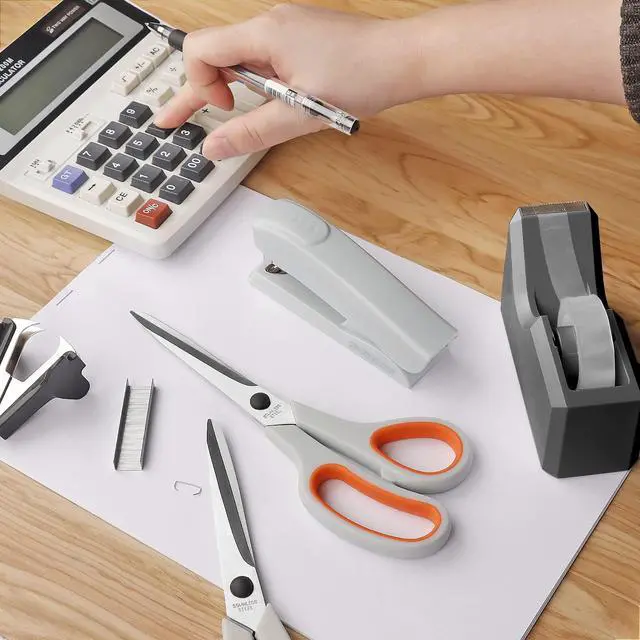 Alt view image 7 of 7 - Office Supplies Kit, Desk Accessory Set, Including 2 Scissors, 1 Stapler,1000 Pieces 26/6 Staples, 1 Staple Remover, 1 Tape Dispenser and 1 Tape, Perfect Office Partners