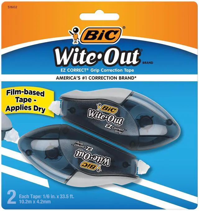 Main image of Wite-Out Brand EZ Correct Grip Correction Tape, 33.5 Feet, Fast, Clean and Easy to Use Tear-Resistant Tape, 2-Count