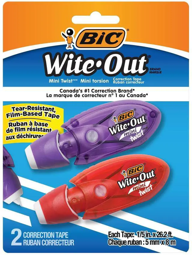 Main image of Wite-Out Mini Twist Correction Tape, No Dry Time, Tear Resistant Tape, White, 2-Count