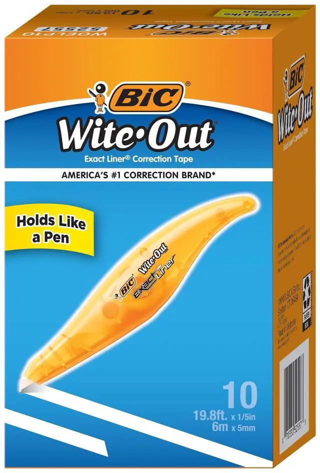 Main image of Wite-Out Brand Exact Liner Correction Tape, 19.6 Feet, White, Fast, Clean and Easy to Use Tear-Resistant Tape, 10-Count