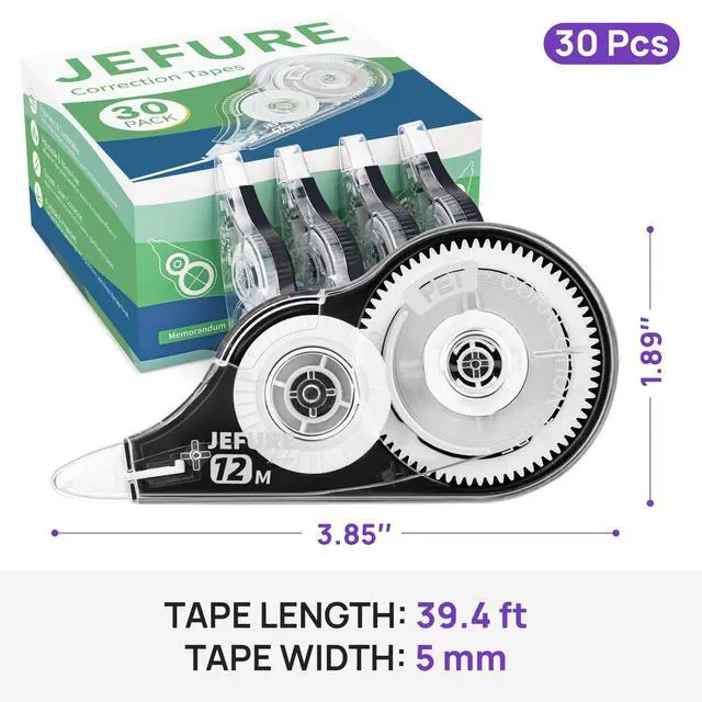 Alt view image 2 of 7 - 30 Pcs Correction Tape, 39.37 Ft White Wrong Out Tear-Resistant Bulk, Instant Corrections Easy to Use Applicator for School, Office, Note Taking, Journal (Tape Width 0.2 inClear)
