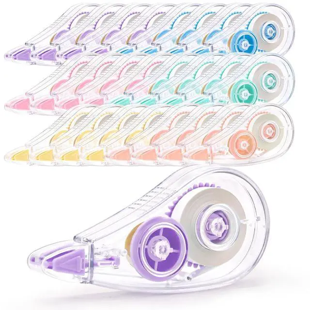 Main image of 24 Pcs Colorful Core Correction Tape, 18.04 Ft White Wrong Out Tear-Resistant Bulk, Instant Corrections Easy To Use Applicator for School, Office, Note Taking, Journal (Tape Width 0.2 in)