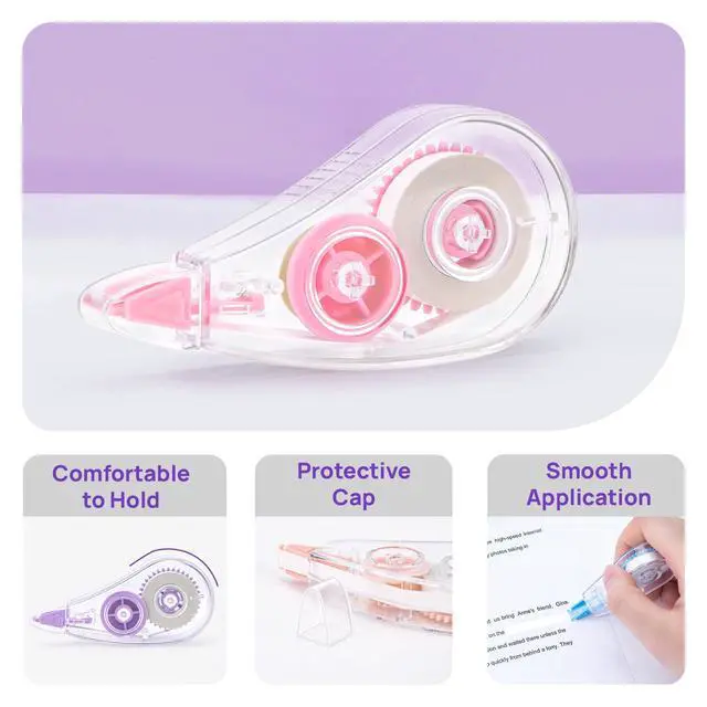 Alt view image 3 of 7 - 24 Pcs Colorful Core Correction Tape, 18.04 Ft White Wrong Out Tear-Resistant Bulk, Instant Corrections Easy To Use Applicator for School, Office, Note Taking, Journal (Tape Width 0.2 in)