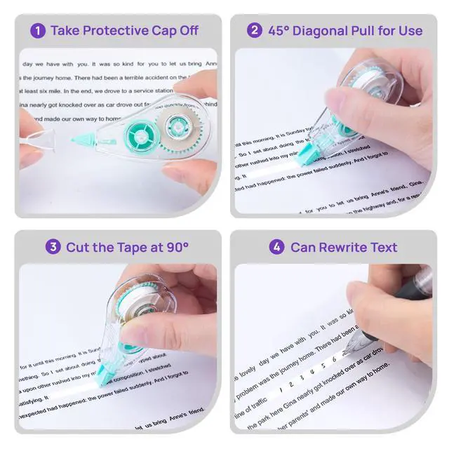 Alt view image 4 of 7 - 24 Pcs Colorful Core Correction Tape, 18.04 Ft White Wrong Out Tear-Resistant Bulk, Instant Corrections Easy To Use Applicator for School, Office, Note Taking, Journal (Tape Width 0.2 in)