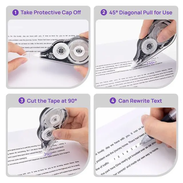 Alt view image 4 of 7 - 30 Pcs Correction Tape, 39.37 Ft White Wrong Out Tear-Resistant Bulk, Instant Corrections Easy to Use Applicator for School, Office, Note Taking, Journal (Tape Width 0.2 inClear)