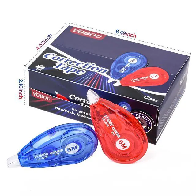 Alt view image 7 of 7 - White Correction Tape, Easy To Use Applicator for Instant Corrections Wrong Writing At Any Time, For school, Office (Red and Blue, 12pack, 6M/256" x 0.2")
