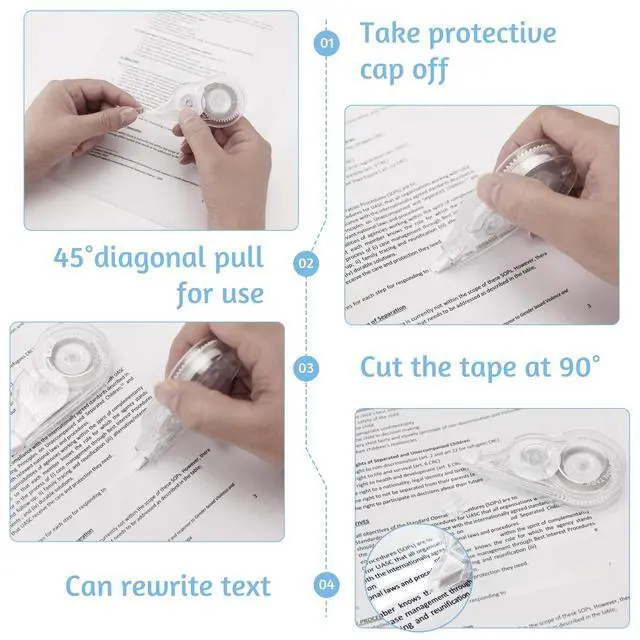 Alt view image 4 of 7 - 30 Pcs Correction Tape, 39.4 Ft White Wrong Out Tear-Resistant Bulk, Instant Corrections Easy To Use Applicator for School, Office, Note Taking, Journal (Tape Width 0.2 in, Clear)