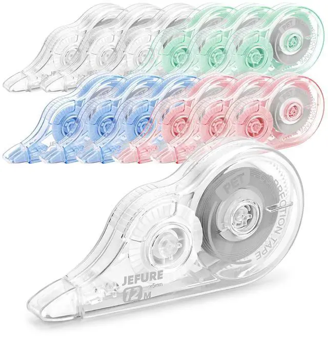 Main image of 12 Pcs Colorful Core Correction Tape, 39.37 Ft White Wrong Out Tear-Resistant Bulk, Instant Corrections Easy to Use Applicator for School, Office, Note Taking, Journal (Tape Width 0.2 in)