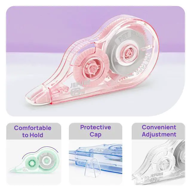 Alt view image 3 of 7 - 12 Pcs Colorful Core Correction Tape, 39.37 Ft White Wrong Out Tear-Resistant Bulk, Instant Corrections Easy to Use Applicator for School, Office, Note Taking, Journal (Tape Width 0.2 in)