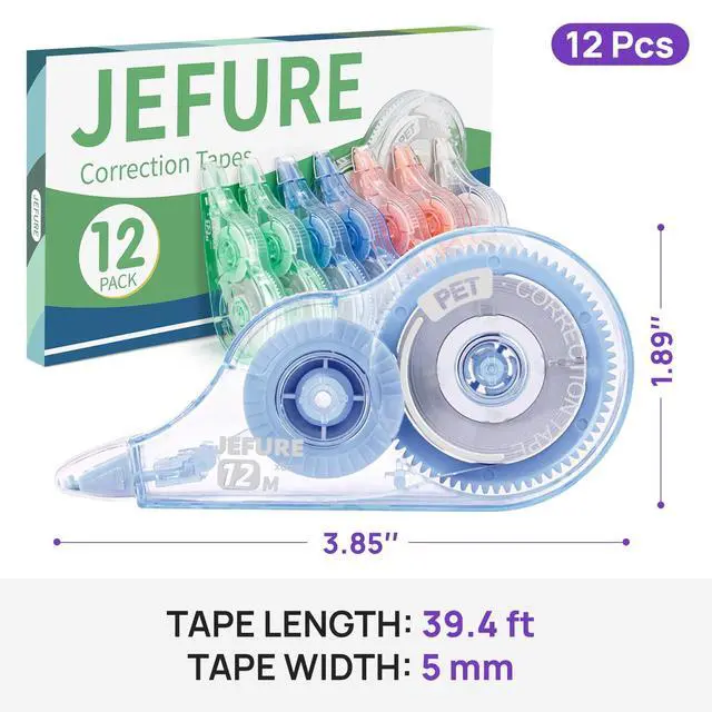Alt view image 2 of 7 - 12 Pcs Colorful Core Correction Tape, 39.37 Ft White Wrong Out Tear-Resistant Bulk, Instant Corrections Easy to Use Applicator for School, Office, Note Taking, Journal (Tape Width 0.2 in)