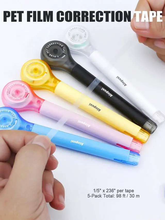 Alt view image 4 of 7 - 5-Pack White Correction Tape Pens, 1/5" x 236", Push-Pull Protective Cover