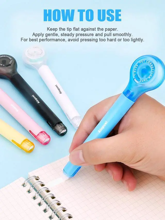 Alt view image 2 of 7 - 5-Pack White Correction Tape Pens, 1/5" x 236", Push-Pull Protective Cover