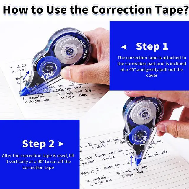 Alt view image 4 of 7 - Correction Tape, 10 Pack Correction Tape Easy To Use Applicator for Instant Corrections, 39 ft Each for Study Supplies and Office Products (Blue)