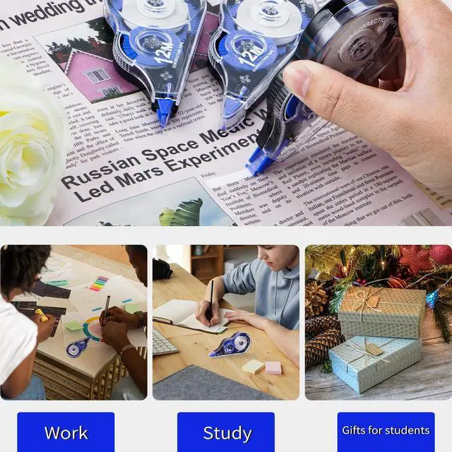 Alt view image 6 of 7 - Correction Tape, 10 Pack Correction Tape Easy To Use Applicator for Instant Corrections, 39 ft Each for Study Supplies and Office Products (Blue)