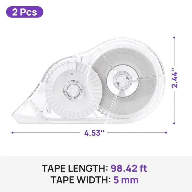 Alt view image 2 of 6 - 2 Pcs Correction Tape, 98.43 Ft White Wrong Out Tear-Resistant Bulk, Instant Corrections Easy To Use Applicator for School, Office, Note Taking, Journal (Tape Width 0.2 inClear)
