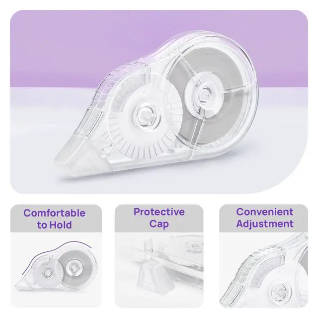 Alt view image 3 of 6 - 2 Pcs Correction Tape, 98.43 Ft White Wrong Out Tear-Resistant Bulk, Instant Corrections Easy To Use Applicator for School, Office, Note Taking, Journal (Tape Width 0.2 inClear)