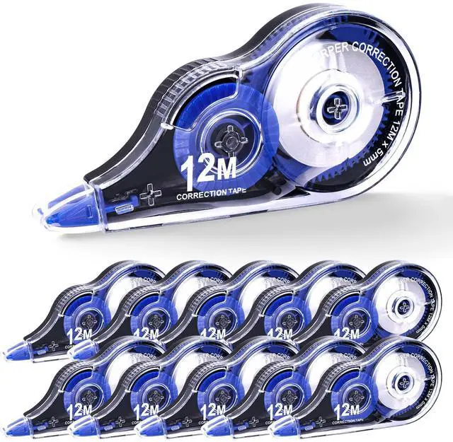 Main image of Correction Tape, 10 Pack Correction Tape Easy To Use Applicator for Instant Corrections, 39 ft Each for Study Supplies and Office Products (Blue)