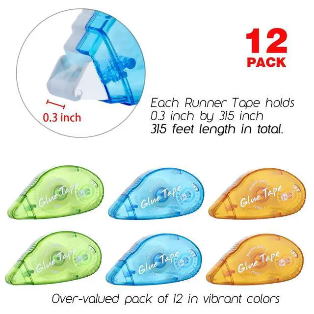 Alt view image 3 of 6 - 12 Pack Double Sided Tape Roller, Scrapbooking Tape, Permanent Adhesive Tape Dispenser Runner for Crafts and Arts Projects, Photo-Safe
