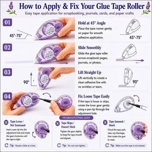 Alt view image 4 of 7 - Glue Tape for Scrapbooking, Scrapbook Tape 4 Pcs, Double Sided Tape Roller for Crafts, 26 Ft x 0.31 In Tape Runner, Junk Journal Supplies, Scrapbook Supplies & Craft, Photo, Card Making Supplies.