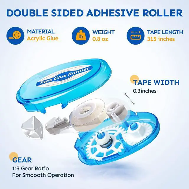 Alt view image 2 of 7 - 12 Pack Scrapbook Tape, 26 Ft x 0.31 in Double Sided Tape Roller, Permanent Adhesive Tape Dispenser Runner, Photo-Safe Glue Tape Roller for Scrapbooking, Crafts and Arts Projects, Smooth & Clean