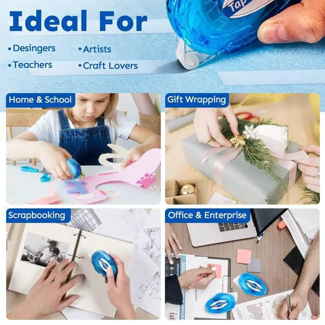 Alt view image 4 of 7 - 12 Pack Scrapbook Tape, 26 Ft x 0.31 in Double Sided Tape Roller, Permanent Adhesive Tape Dispenser Runner, Photo-Safe Glue Tape Roller for Scrapbooking, Crafts and Arts Projects, Smooth & Clean