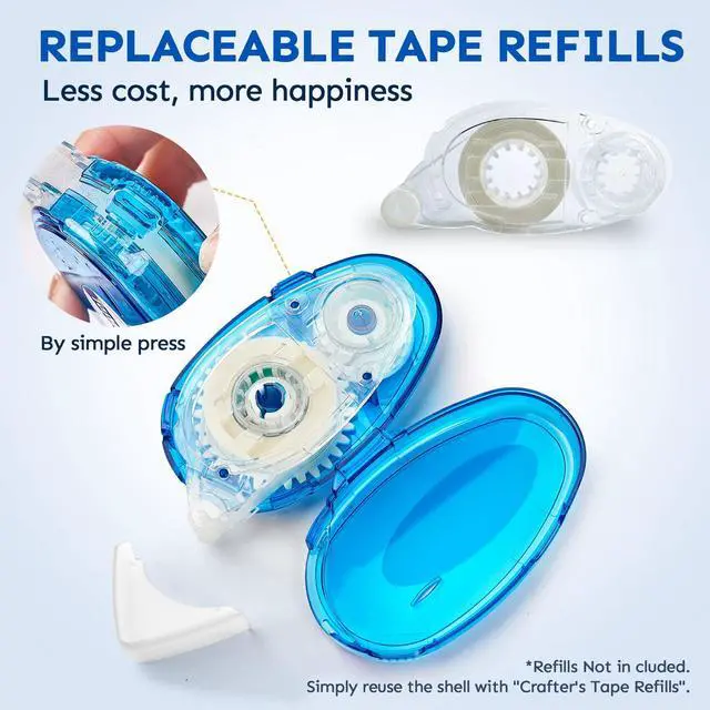Alt view image 7 of 7 - 12 Pack Scrapbook Tape, 26 Ft x 0.31 in Double Sided Tape Roller, Permanent Adhesive Tape Dispenser Runner, Photo-Safe Glue Tape Roller for Scrapbooking, Crafts and Arts Projects, Smooth & Clean