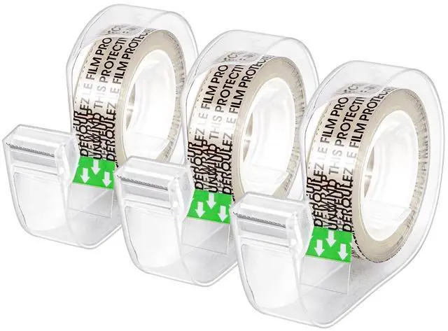 Main image of Double Sided Permanent Tape with Dispenser, Narrow Width, 1/2 x 252 inches, Translucent, 3-Pack