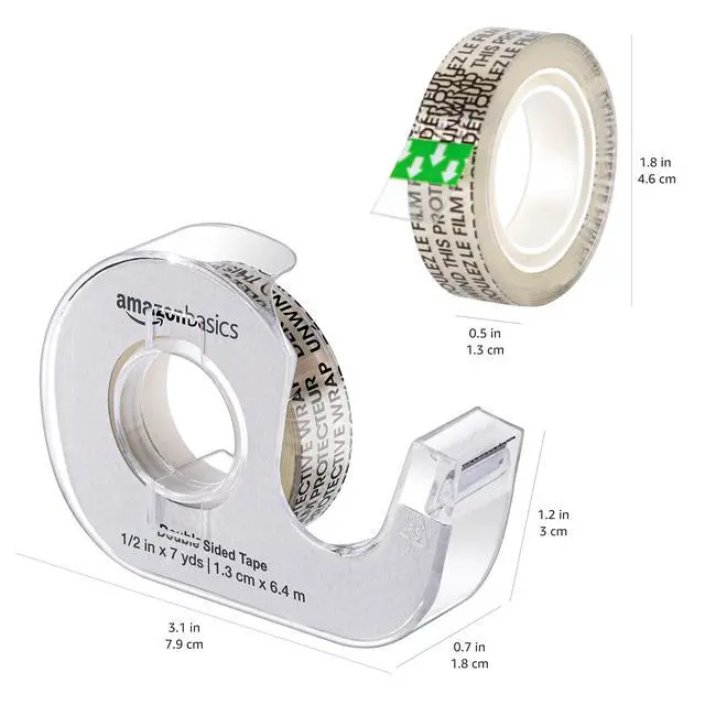 Alt view image 3 of 5 - Double Sided Permanent Tape with Dispenser, Narrow Width, 1/2 x 252 inches, Translucent, 3-Pack