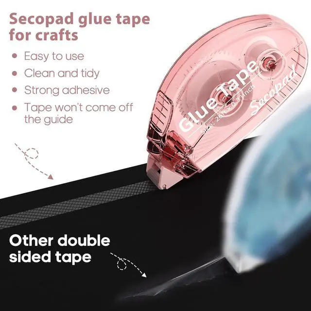 Alt view image 2 of 6 - 12 Pack Scrapbook Tape, Double Sided Tape Roller for Crafts, Adhesive Glue Runner for Scrapbooking Journal Supplies, Glue Roller for School Office, 0.3IN x 26FT, Light-Colored Shell
