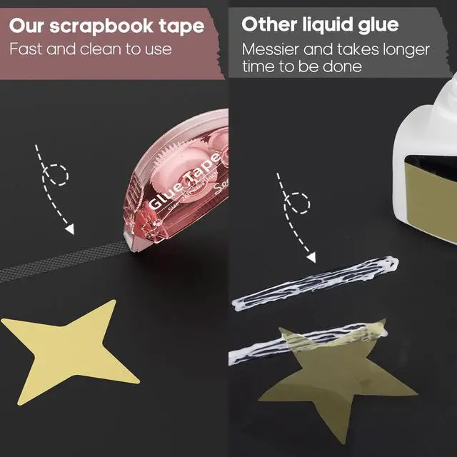 Alt view image 3 of 6 - 12 Pack Scrapbook Tape, Double Sided Tape Roller for Crafts, Adhesive Glue Runner for Scrapbooking Journal Supplies, Glue Roller for School Office, 0.3IN x 26FT, Light-Colored Shell