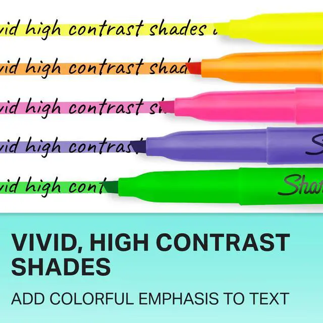Alt view image 6 of 6 - Pocket Highlighters, Chisel Tip, Assorted Colors, 24 Count - Back to School, Office, Teacher Supplies
