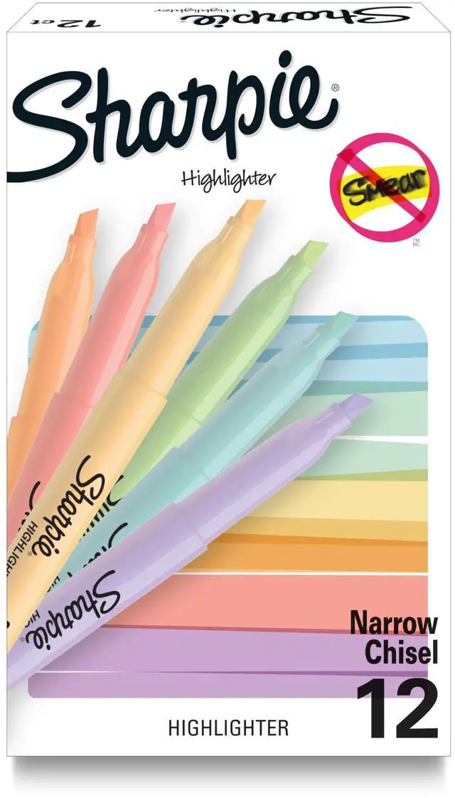 Main image of Pocket Highlighters, Mild Pastel Colors, Assorted, Chisel Tip, 12 Count - School, Home, and Office Use, Teacher Supplies
