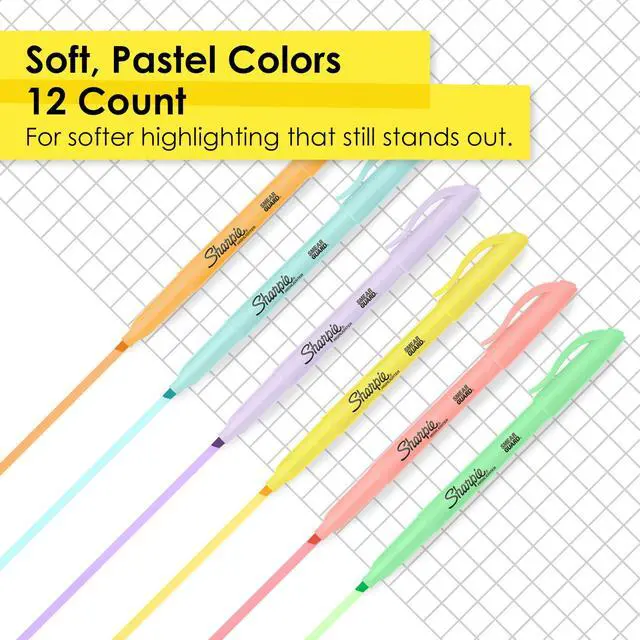 Alt view image 2 of 7 - Pocket Highlighters, Mild Pastel Colors, Assorted, Chisel Tip, 12 Count - School, Home, and Office Use, Teacher Supplies