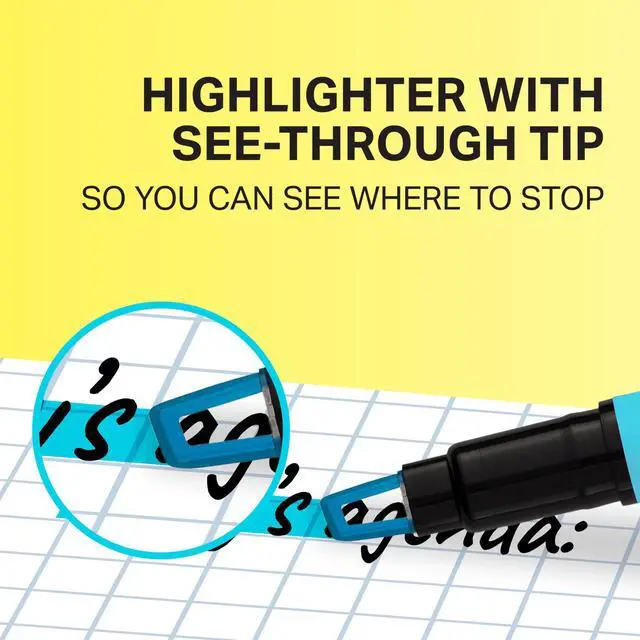 Alt view image 2 of 5 - Clear View Highlighter Sticks, Chisel Tip Highlighter Market Set, Essential School & Teacher Supplies, Smear Resistant, Assorted Color Highlighters, 8-Pack