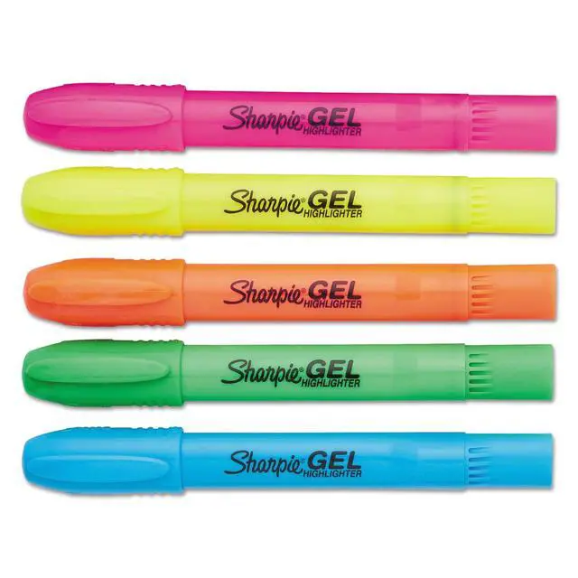 Alt view image 3 of 6 - Gel Highlighters, Assorted Colors, Smear-Resistant, Bullet Tip, 5 Count - No Bleed, Won't Dry Out