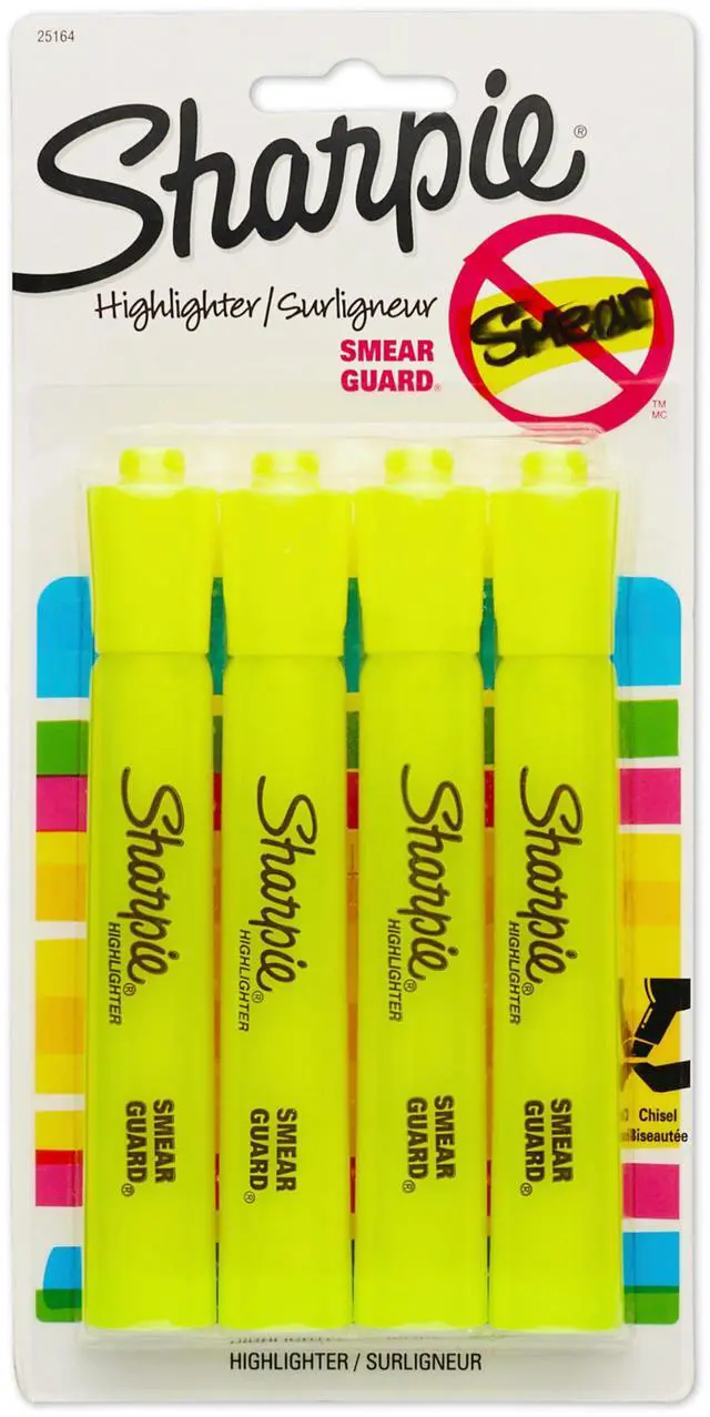 Main image of Tank Yellow Highlighters Marker Set, Study Essentials, Chisel Tip, Ideal for Back to School and Teacher Supplies, Smear-Resistant, 4-Pack